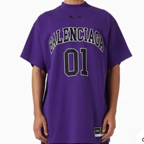 BALENCIAGA Basketball Series Oversized T-shirt Vintage Jersey Small Purple NWT - Picture 1 of 9